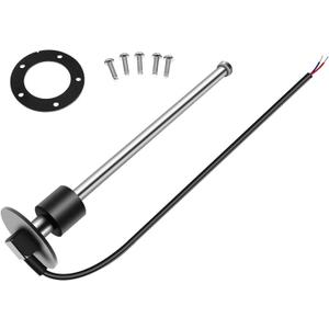 Geloo Stainless Steel Marine Fuel Sending Unit 0-190 ohms, Black, Automatic, Normally Closed, IP67 Rated (225MM-9inch)