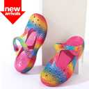 KELMALL Womens Classic EVA Floral Clogs with Back Strap  Lightweight Non Slip Slip-On Comfort Shoes, Low Heel Casual Garden & Indoor Clogs (5.5, Magenta Leopard)