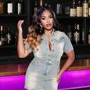 Ryehack Women's Summer Casual Denim Dress Bodycon Short Sleeve Bodycon 1/2 Button Sexy Mini Casual Jean Dress (Medium, Blue)