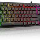 Redragon K521 Upgrade Rainbow LED Gaming Keyboard, 104 Keys Wired Mechanical Feeling Keyboard with Multimedia Keys, One-Touch Backlit, Anti-Ghosting, Compatible with PC, Mac, PS4/5, Xbox (Black)