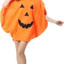 FEPITO 4Pcs Unisex Adult Halloween Pumpkin Costume Funny Halloween Costumes Orange Pumpkin Cosplay Party Clothes