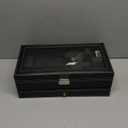 TomCare Watch Box Watch Case Watch Holder Organizer Jewelry Case Drawer Sunglasses Display Box Storage Earrings Storage Organizer Lockable with Glass Top and PU Leather for Men Women (All Black)