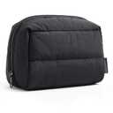 BAGSMART Travel Makeup Bag, Wide Opening Cosmetic Bag Compact & Spacious, Water-Resistant Travel Organizer Pouches for Women (Black)