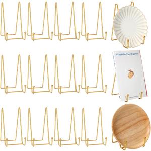 Mixweer 12 Pcs Book Stands for Display Metal Picture Frame Stand Book Plate Picture Holder Easels Photo Holder for Decorative Display(6 Inch,Gold)