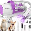 Dog Grooming Vacuum Kit, 2.5L Dust Cup Pet Grooming with Clippers for Dogs Cats Hair Shedding Brush at Home Purple