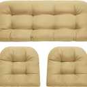 Wicker Chair Cushions, Waterproof 3Pcs Outdoor Cushion Set Khaki
Outdoor Loveseat Cushions for Patio Furniture, Tufted Patio Chair Cushions, 1 Loveseat and 2 U-Shaped Cushions
