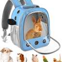 DBNESS Guinea Pig Carrier Backpack, Portable Rabbit Travel Carring Bag for Pet Bunny Chinchilla Bearded Dragon Hamster Parrot Outgoing Pouch Case with Water Bottle Holder & Detachable Pad (Sky Blue)