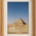 Natural Wood Photo Frames Inspired Tabletop Picture Frame with Mat, Vertical or Horizontal Display (Teak, 4x6 matted to 3x5)