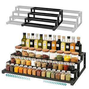 bealy 4-Tier Spice Rack Countertop Spice Rack Organizer for Cabinet, Expandable 16“-29” Spice Shelf Seasoning Organizer, Spice Organizer for Pantry, Slip-Resistant Design for Jars and Bottles