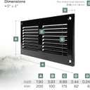 Vent Systems 8'' x 4'' Inch (Overall Dimensions) Pack of 5 Black Air Vent Duct Cover Metal Return Grill with Built in Pest Guard Screen HVAC Grille for Home Improvement 6x2 (Opening Dimensions)