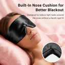 Silk Sleep Mask for Side Sleepers, Face-Hugging Padded Eye Cover, Eye Mask for Sleeping Women Men, with Upgraded Nose Bridge Fit, Soft Light Blocking Mask for Travel, Naps & Shift Workers (Black)