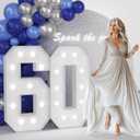 JoyMuse 4FT 60 Marquee Numbers, Large Light Up Numbers 60 for 60th Birthday Decorations Cool White Light Number 60 for Anniversary Birthday Party Decor