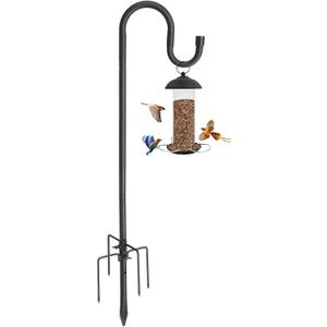BsBsBest Shepherds Hook for Outdoor Bird Feeder Pole, 62" Plant Hanger with 5 Prongs Base, 4/5" Thick Bird Feeder Poles for Outdoors Heavy Duty Shepherd Hooks for Solar Lights, Squirrel Proof
