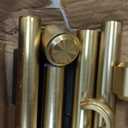 Heavy Duty Curtain Rods, 1 1/8 Inch Diameter Single Curtain Rod 144-240Inch(12-20ft) Extendable Length for Large Windows with End Caps Adjustable Modern Brackets-Warm Gold