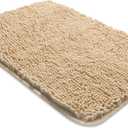 Yeaban Ivory Cream Bathroom Rugs  Thick Chenille Bath Mats | Absorbent and Washable Bath Rug Non-Slip, Plush Rugs for Bathroom, Shower, Sink - 17" x 24"