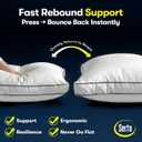 Serta Hotel Collection Bed Pillows King Size Set of 2, 400 Thread Count 100% Cotton Cover, Medium Support Gusseted Down Alternative Pillow for Back, Stomach or Side Sleepers, 18" x 34", White