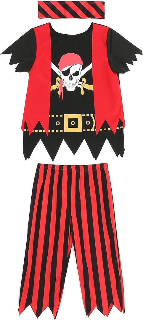 Kids Pirate Costume,Pirate Role Play Dress Up Set 3-4Y