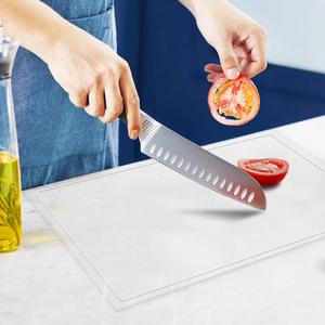 Acrylic Cutting Board with Juice Groove, Non Slip Clear Cutting Board with Counter Lip, 24"x18" Cutting Boards for Kitchen Countertop, Aesthetic Kitchen Dcor