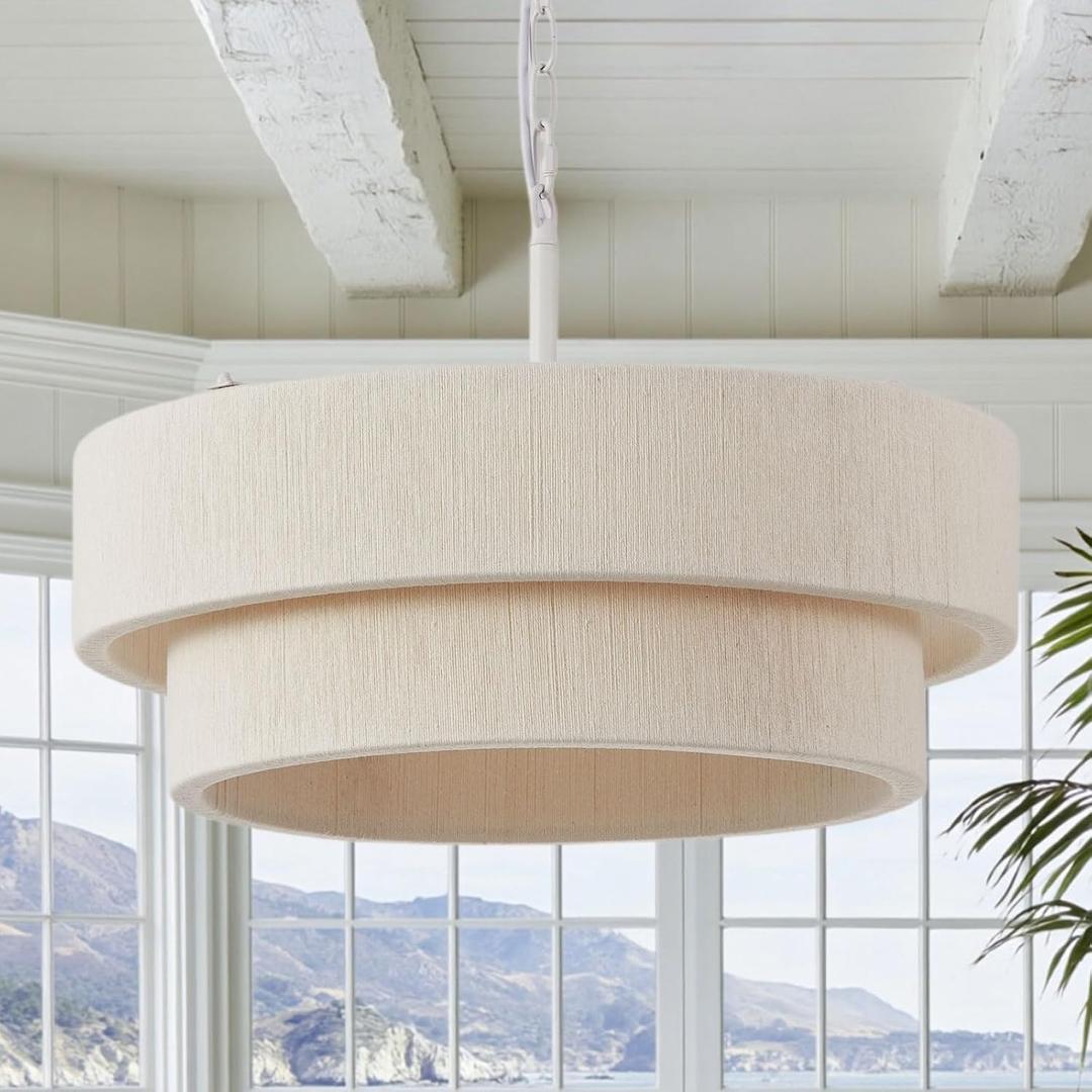 White Boho Chandelier 20-inch Natural Wicker
