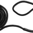 Shockline 5/8 Inch Dock Line with Integrated Shock Absorber, Double Braided, Polyester, 15, 25, 35 FT, Hand Spliced 12" Eye, Black