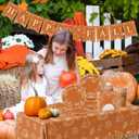 Fall Pumpkin Dinnerware Decorations,142pcs Thanksgiving Fall Leaves Tableware Include Pumpkin Plates and Napkins Cups Tablecloth Banner for Harvest Autumn Party