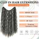 Clip in Hair Extensions Curly One Piece 4 Clips Black mix Blonde Hair Extension Clip ins 20 Inch Natural V-Shaped Thick Synthetic Hairpieces for Women