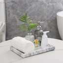 Marble Bathroom Vanity Tray, Natural Luxury Vanity Home Kitchen Bathroom Table Tray, Stone Decorative Countertop Dresser Trays for Key Coffee Perfume Jewelry Makeup (Blackish Green, 12" x 8" x 1.2")