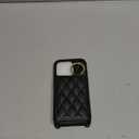 for iPhone 15 Pro Case with Card Holder and Strap for Women,Crossbody Lanyard, Make Up Mirror,Ring Stand,Snap Clasp,Cute Phone Wallet Cases 6.1 inch - Black