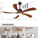60 Inch Ceiling Fans with Lights Remote Control, Modern Ceiling Fan 5 Blades Wood Fan for Outdoor, 3 Downrods, ETL Listed, Timer, 6 Speeds Reversible Quiet Dc Motor for Patios, 60in Yellow Walnut