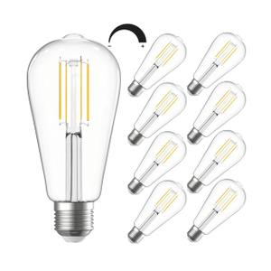 SHINESTAR 8-Pack Dimmable Vintage LED Edison Bulbs, 5.5W, 60W Equivalent, Warm White 2700K, ST58 Antique LED Decorative Filament Bulbs, E26 Medium Base, 80+ CRI, Clear Glass Style for Home