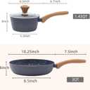 2-Piece Nonstick Cookware Set,10.25 Inch Frying Pan & 1.43QT Saucepan with Lid, PFAS PFOA Free Non-Toxic Coating, Heavy Bottom Even Heat, Induction Compatible, Dishwasher Safe Black, 2-Piece Set,10.25" skillet
