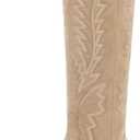 ISNOM Cowboy Boots for Women Knee High Cowgirl Boots with Classic Embroidered Pointed Toe Chunky Heel Pull On Fashion Retro Western Tall Boots, Size: 10