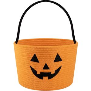 Halloween Bucket for Kids, Pumpkin Basket with Handle, Trick or Treat Candy Buckets, Orange Halloween Decorations Party Favors-Big Pumpkin Bucket (Large)