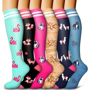6 Pack Copper Compression Socks for Women and Men Circulation-Best Support for Medical,Running,Nursing,Athletic L/XL
