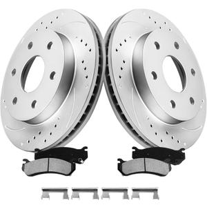 MOTOREVO Front Brake Pads and Rotors Kit Compatible with Silverado 1500 [ 1999-2006 ], High-Carbon Alloy Drilled & Slotted Discos de Frenos Delanteros [ 12in, App Specific ] [ Dual Piston; 6 Stud ]