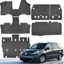 Floor Mats & Cargo Liner for Toyota Sienna 2004-2010(7/8 Seats) Full Set | All-Weather Durable TPE Floor Liner Trunk Mats with Backrest Mats Accessories for Toyota Sienna 2004-2010(7/8 Seats)
