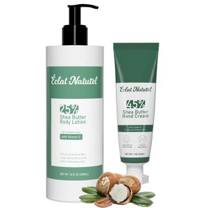 5 x ÉCLAT NATUREL Hand Cream & Body Lotion Set, with Shea Butter & Vitamin E Lotions for Dry Skin, Deep Moisturizing Nourishing Skin Moisturizer, 1 Fl Oz Hand Cream & 10.15 Fl Oz Body Lotion