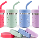 Pandaloo® Smoothie Cups for Kids - Stainless Steel Toddler Tumbler with Straw, Sippy Cup for Smoothies - BPA-Free, Toddler Snack Cups, 10 oz