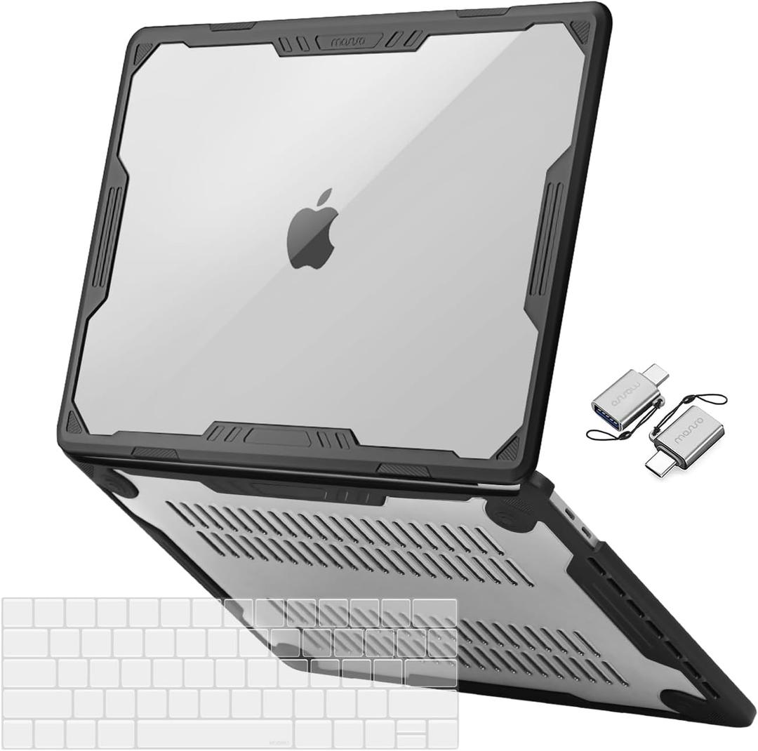 MOSISO Compatible with MacBook Pro 13 inch Case M2 2025-2016 A2338 M1 A2251 A2289 A2159 A1989 A1708 A1706, Symmetric Geometric Heavy Duty Hard Case with TPU Bumper&Keyboard Cover&Type C, Transparent
