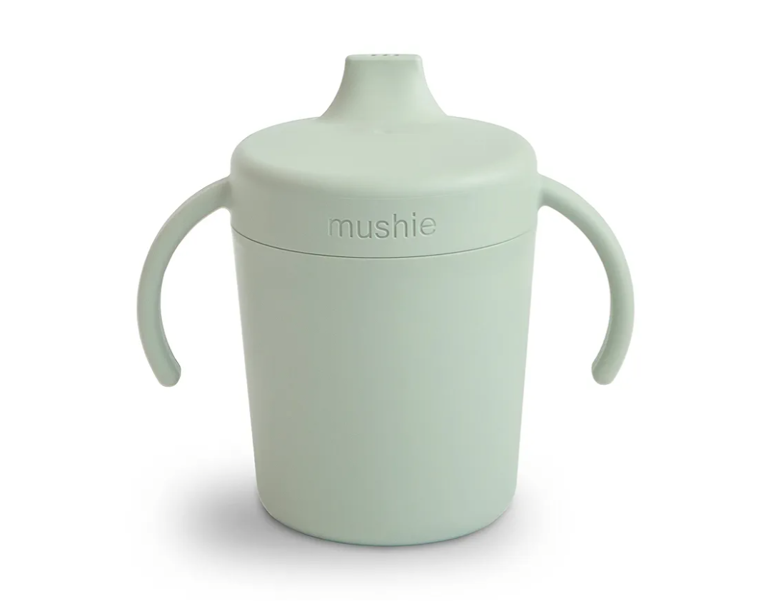 mushie Trainer Sippy Cup | Made in Denmark | Leak Resistant Twist-Off Lid & Handles | 6 Months + (Sage