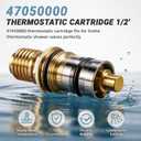 47450000 Thermostatic Cartridge Fit for Grohe 1/2'' Thermostatic Shower Valve GR-47450000 - Replace for Grohe Thermo-Element Shower Cartridge Assembly, 7 x 13 x 6 cm