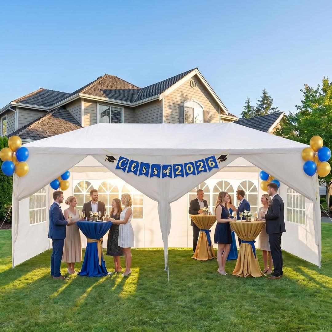10x20 Canopy Tent Party Tent with 6 Sidewalls, White