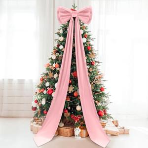 Wavwavw Giant Bow Decor Oversized Big Bows Decoration for Room Wall Backdrop 75x18 Inch Ribbon Tie for Wedding Valentines Day Birthday Party Baby Shower Supplies(Pink,Velvet)