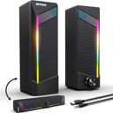 Computer Speakers, 2 in 1 PC Speaker , Gaming Speakers for PC Computer Laptop Desktop Monitor, RGB Speakers with Touch Sensitive Lighting, USB Powered 3.5mm AuxPackage Only Two Speaker, No Soundbar