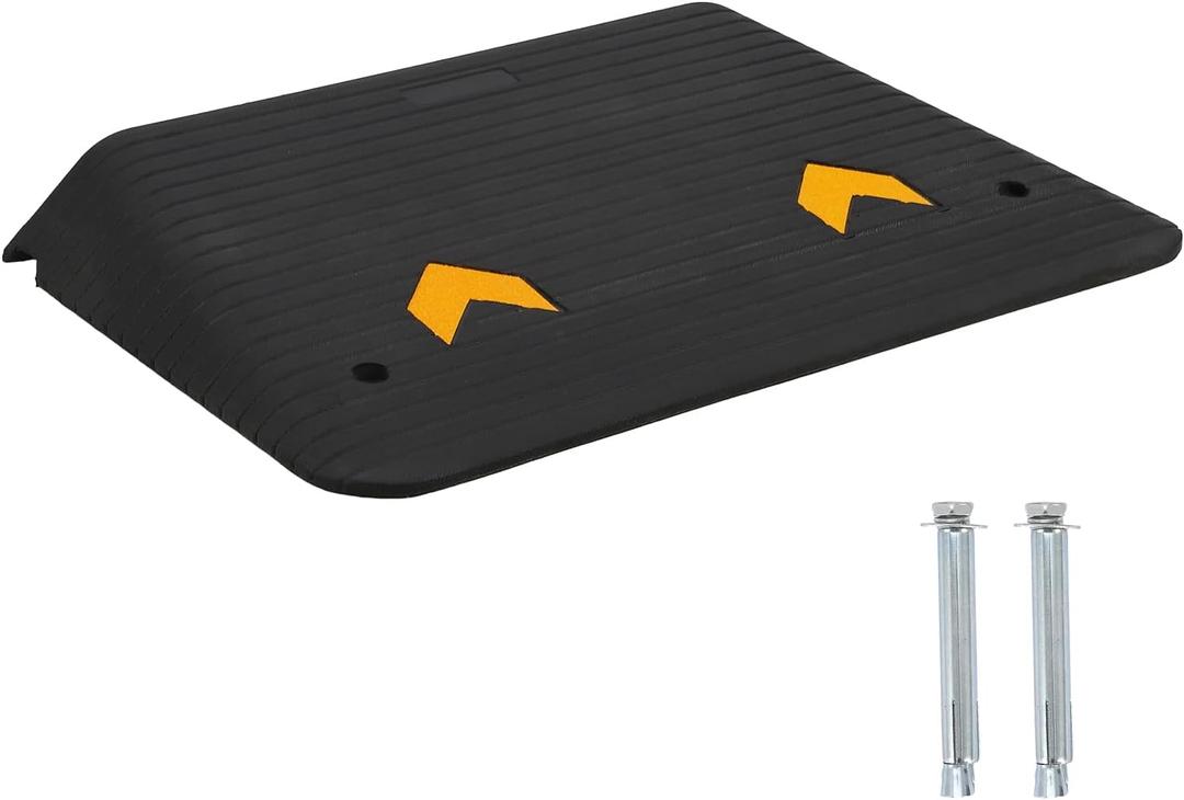 Rubber Threshold Ramp Doorway, 4" Rise Wheelchair Ramp, Non-Silp Surface, 33000 LBS Capacity, Portable Ramp for Wheelchairs Home Doorways Driveway Curb