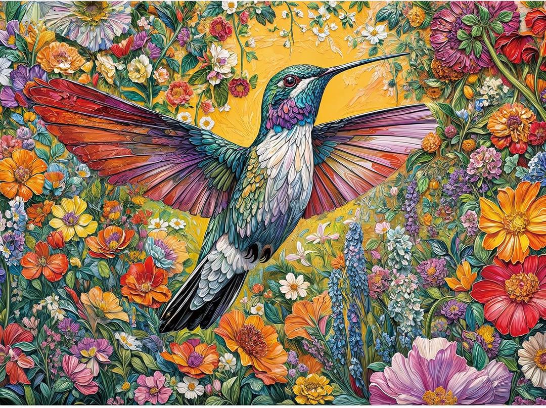 Jigsaw Puzzles for Adults 1000 Pieces, Interlock Perfectly No Dust, Impossible Difficult Hard Fun 1000 Piece Jigsaw Puzzles for Adults-1:1 Poster-Radiant Hummingbird