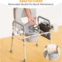 Bedside Commode with Padded Seat & Backrest, Aluminum Toilet with 6.5 qt Bucket, Easy-Clean, 350 lb Capacity Enhanced Crossbar, Portable Toilet for Seniors with Paper Holder & Newspaper Bag