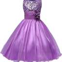 DreamHigh Sequined Flower Girls Party Pegant Dress (6 Years, Purple)