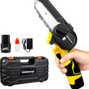 Mini Chainsaw, 4 Inch Small Chainsaw with 3000mAh Battery, 2 lbs Lightweight, Cordless Handheld Chainsaws for Garden Pruning, Woodworking DIY, Home Repairs, 1 x 3.0AH Battery