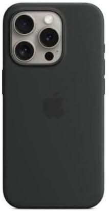 Apple iPhone 15 Pro Silicone Case with MagSafe: Lightweight Phone Case, Wireless Charging Compatible, Smooth Matte Finish; Black